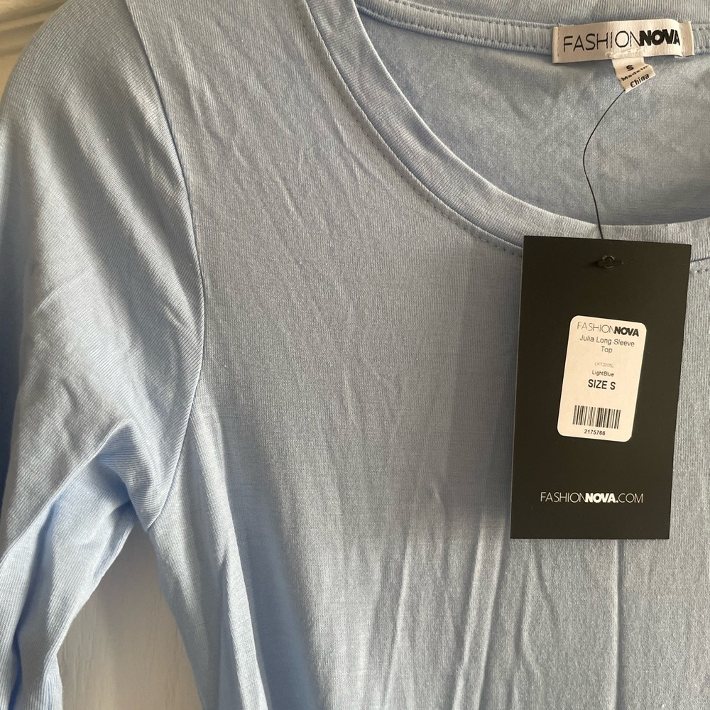 Julia Long Sleeve Top - Light Blue - Picture 5 of 7